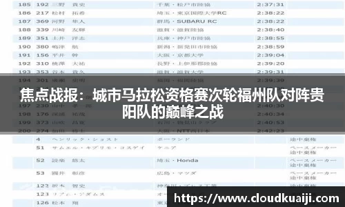 焦点战报：城市马拉松资格赛次轮福州队对阵贵阳队的巅峰之战